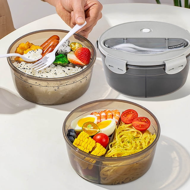 Dvkptbk bento box Student Lunch Boxes Can Be Heated In The Microwave Circular Convenient Lunch Boxes Kitchen Bento Boxes Fruit Food Grade Preservation Boxes