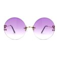 thumbnail image 3 of Luxury Designer Style Rimless Hippie Round Circle Lens Sunglasses Gold Purple, 3 of 4