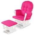 thumbnail image 1 of Gymax Glider & Ottoman Cushion Set Wood Baby Nursery Rocking Chair Pink, 1 of 7