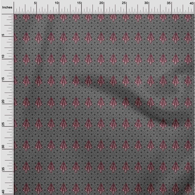 oneOone Georgette Viscose Black Fabric Tree & Geometric Block Fabric For Sewing Printed Craft Fabric By The Yard 42 Inch Wide
