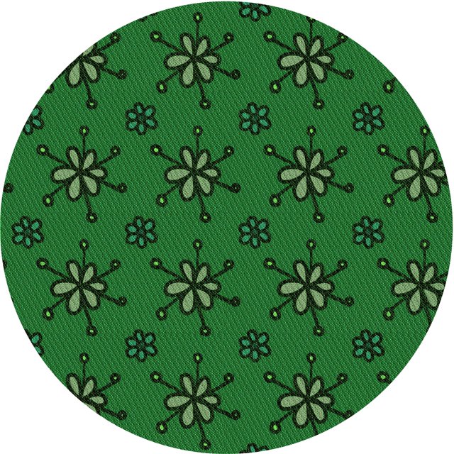 Ahgly Company Machine Washable Indoor Round Transitional Deep Emerald Green Area Rugs, 4' Round