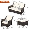 thumbnail image 3 of Costway 5PCS Patio Rattan Furniture Set Loveseat Sofa Ottoman Off White Cushion, 3 of 10