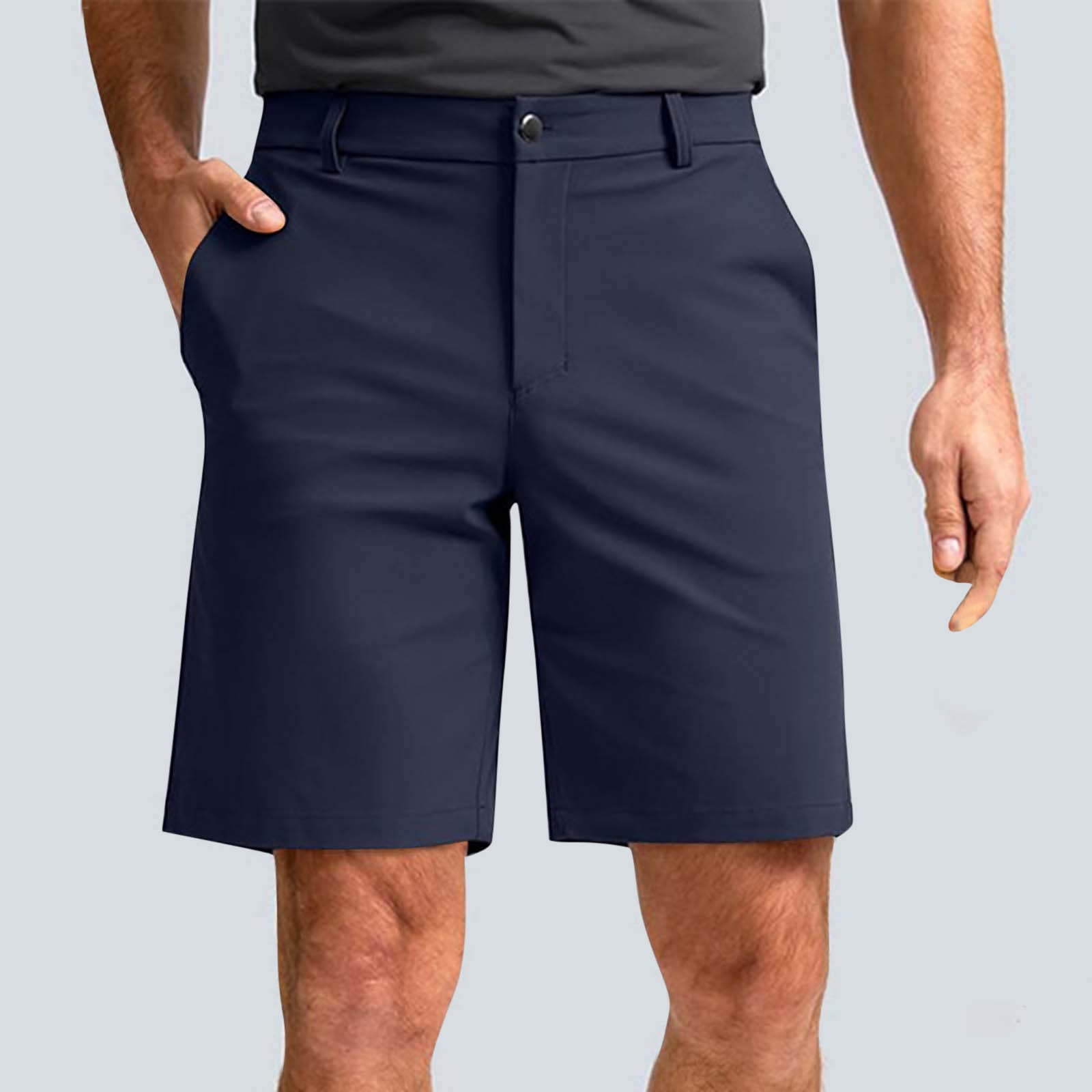 NTACZA Shorts Men Business Zipper Dress Shorts Flat Front Golf