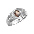 thumbnail image 3 of RYLOS Men's Rings Sterling Silver Rings Classic Designer Style 8X6MM Oval Gemstone & Diamond Ring Smoky Quartz June Birthstone Rings For Men Size 12, 3 of 7