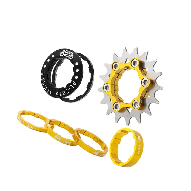 Single 1 Speed Cassette Cog Single Speed Cassette Fixed Gear Conversion Bike Sprocket Freewheels Set for 7-10s Hubs Gold