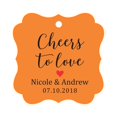 thumbnail image 1 of Darling Souvenir Cheers to Love Bottle Tag Personalized Wedding Favor Custom Hang Tags-Orange-50 Tags, 1 of 1