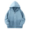 thumbnail image 2 of Milgrthf Unisexe Garçons Filles Chandails d'Automne Sport Décontracté Manches Longues Fermeture Éclair Complète Mignon Col Ras du Cou Basique Couleur Unie Chandails à Capuchon Chandail avec Poche Bleu Pâle 3-4 Ans, 2 of 5
