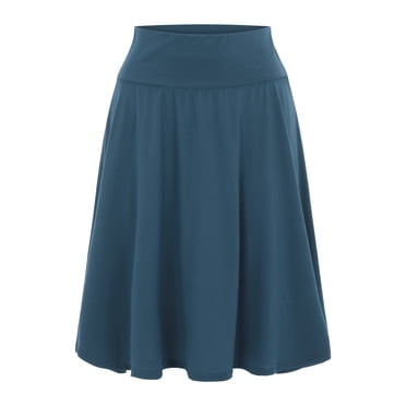 B91xZ Jupes Grande Taille pour Femmes Taille Élastique Coton Fluide Jupe Longue Maxi Décontractée pour l'Été Plage Vacances, Marine G