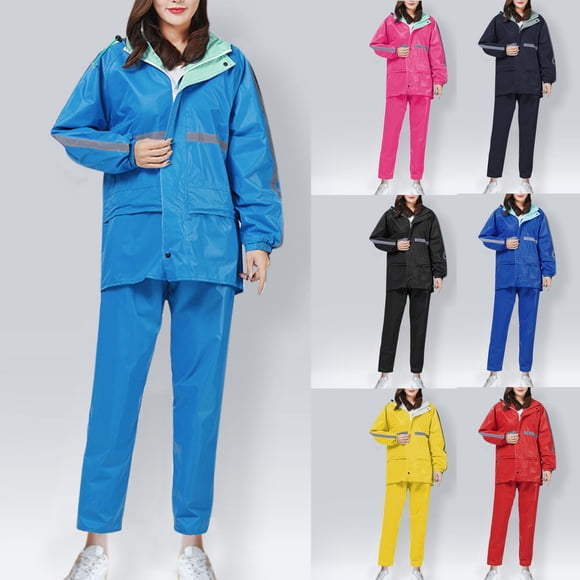 Sentmoon 2 Pieces Set Women's Rain Jacket and Rain Pants Women Waterproof with Hood Long Sleeve Womens Raincoat Lightweight Waterproof with zipper Rain Ponchos for Adults for Outdoor Activities