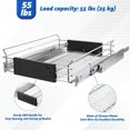 thumbnail image 3 of Expandable Pull Out Cabinet Organizer, Slide Out Drawers for Kitchen Cabinets, Heavy Duty Storage Drawers, Chrome Plated Cabinet Wire Shelf , Adjustable Width 12.5~20.2" W x 17.3" D, 3 of 9