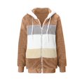thumbnail image 5 of EGNMCR Womens Winter Fuzzy Fleece Jacket Hooded Color Block Patchwork Cardigan Zipper Pullover Coats Outerwear with Pockets, 5 of 5