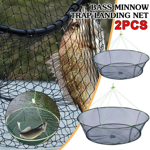 CHUANK 2PCS Durable Fishing Bait Trap Crab Net Crawdad Shrimp Cast Dip Cage Fish Minnow