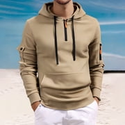 Mens Hoodie Plain Sweatshirts Mens Sweaters Dressy Sweat Shirts for Men Long Sleeve Mens Winter Sweatshirt Plain Sweatshirt, Khaki, 4XL