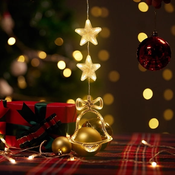 TopLLC Christmas Window Lights Decorations, Battery Powered Christmas Window Hanging Warm White Lighted LED Sucker Lamp For Xmas Tree Fireplace Window Indoor Outdoor on Clearance