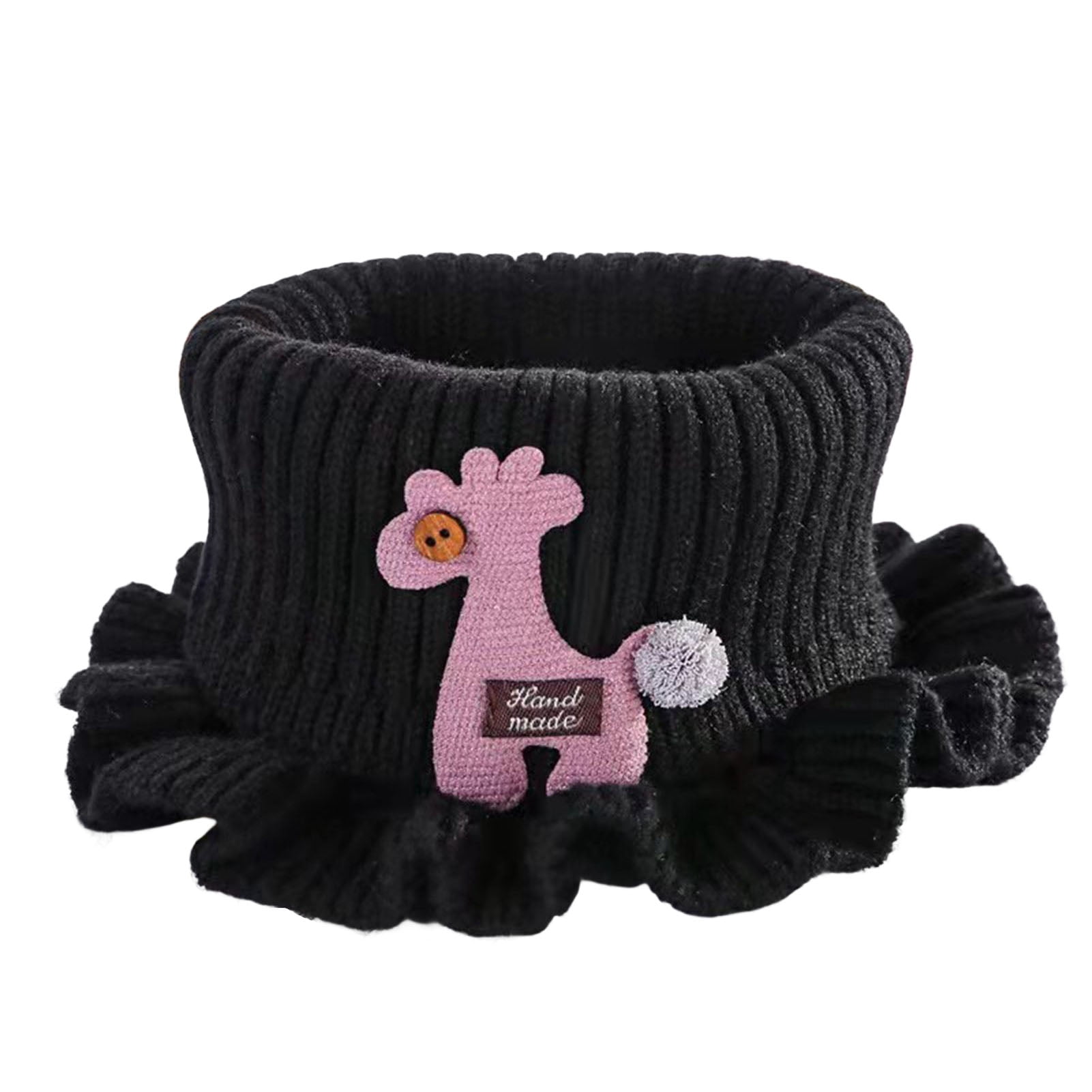 Visland Neck Warmer Cartoon Giraffe Ruffle Knitted Windproof High Elasticity Keep Warm Ultra Soft Kids Fake Collar Neck Scarf for Winter