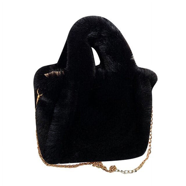 LinYooLi Plush Faux Fur Tote Solid Colour Autumn Winter Top-handle Bags Soft Warm Fashion Portable Simple Casual for Weekend Vacation