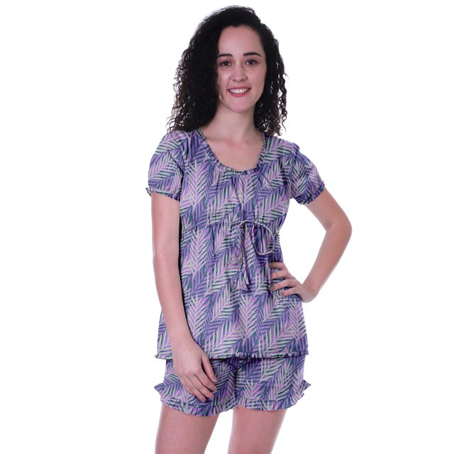 Moomaya Pyjama en Coton pour Femmes, Ensemble de Nuit 2 Pcs avec Shorts, Ensembles de Pyjama avec Shorts