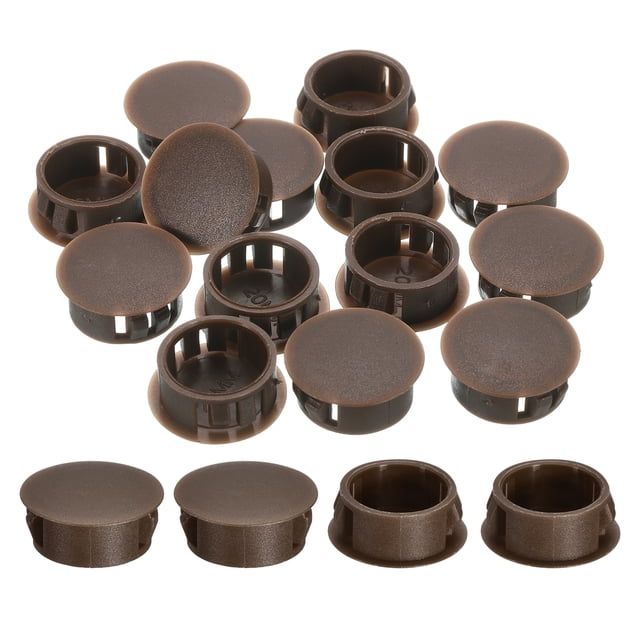 Uxcell 18pack 22mm(7/8") Nylon Hole Plugs, Flush Type Panel Round Snap In Fastener Knockout Plugs, Brown