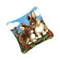 thumbnail image 1 of Ensemble de Housses de Coussin à Crochet à Loquet Bricolage, Toile Imprimée, Artisanat pour Broderie, Tapis, Lapins, 1 of 9