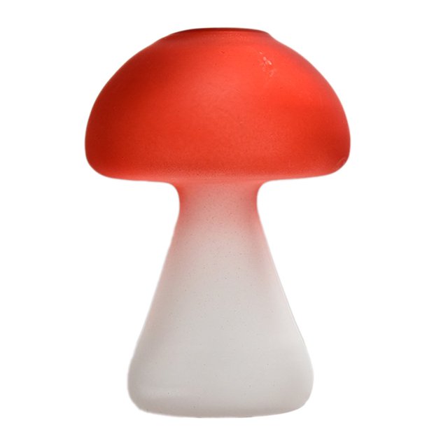 Frosted Red Mushroom Vase Yellow Brown Stable For Home Living Room Creative Glass Crafts Decor