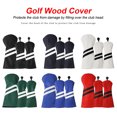thumbnail image 4 of facefd Ensemble de 3 Pcs Couvre-Tête de Club de Golf en Cuir Résistant à l'Usure à Double Rayure avec Étiquette Plaque d'Immatriculation Rotative Réglable Protecteur en Bois Bleu Foncé, 4 of 5
