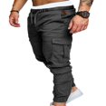 thumbnail image 4 of Men‘s Cargo Pants Slim Fit Sweatpants Jogger Drawstring Elastic Outdoor Trousers with Pockets, 4 of 6