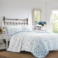 thumbnail image 1 of Laura Ashley - Collection Flora - Set de Couette - 100% Coton, Literie Réversible avec Fausse(S) Couche(S) Assortie(S), Prélavée pour Plus de Douceur, Simple, Bleu, 1 of 5