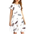thumbnail image 4 of Soldes de Liquidation Aujourd'hui Offres Iumwxz Robe Décontractée Trapèze Robe Tunique pour Adolescentes Robes Col Rond Mignonne à Motif Robe à Manches Courtes pour Filles Robes Ravissantes pour Fête 4-14a, 4 of 7
