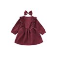 thumbnail image 3 of Kmbangi Baby Girl High-Waist Ruffle Buttons Princess Pleated Dress Headband, 3 of 9