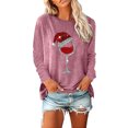 thumbnail image 2 of jsaierl Chandails de Noël pour Femmes Col Rond Manches Longues Chemises Graphiques en Verre de Noël Hauts Graphiques Hippie Blouse Graphique Tee Chandail de Noël, 2 of 5