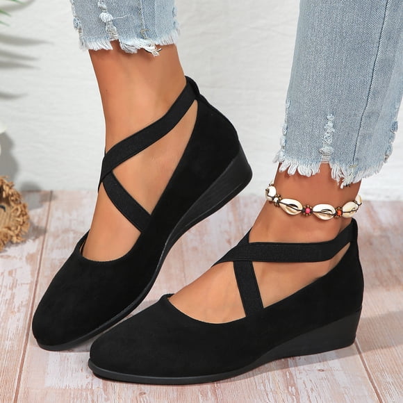 Willtoo Womens Dress Shoes,Women's Comfortable Fashion Elastic Ankle Straps Flats Shoes