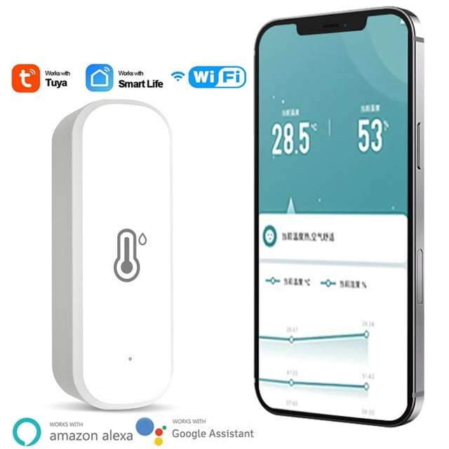 Capteur Intelligent de Température et d'Humidité Wi‐Fi Tuya Compatible avec Alexa et Google Home