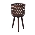 thumbnail image 4 of DOLITY Rattan Basket Floor Planter Versatile Home Decor for Home Office Wooden Legs Brown 43x24.5cm, 4 of 9