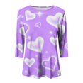 thumbnail image 3 of Chemises de la Saint-Valentin pour Femmes Tendance 2025 Imprimé Cœur Mignon Tunique Grande Taille Décontractée Été Manches 3/4 Blouses Col Rond Décontracté Saint-Valentin Imprimé Amour T-Shirt Manches Trois-Quarts, 3 of 3