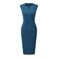 thumbnail image 2 of INSPIRE CHIC Robe Fourreau pour Femme Crayon Travail Sans Manches Professionnelle Bureau Robes L Bleu Lac, 2 of 6