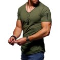 thumbnail image 1 of UKAP Men Blouse Short Sleeve Summer Tops Solid Color T Shirts Fashion Work Basic Tee Army Green L, 1 of 2