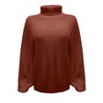 thumbnail image 4 of cllios White Sweaters for Women oversized Turtleneck Jumpers Casual Lantern Sleeve Knit Textured Sweater Pure Color Ribbed Pullover Tops, 4 of 4