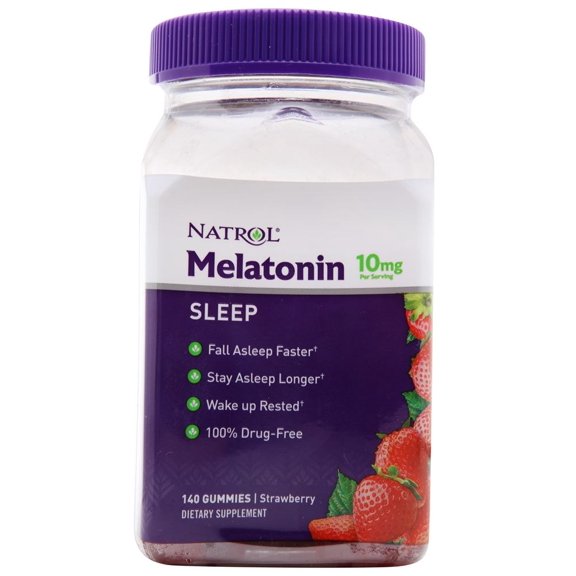 Natrol - Mélatonine Soutien au Sommeil Fraise 10 Mg - 140 Gommes