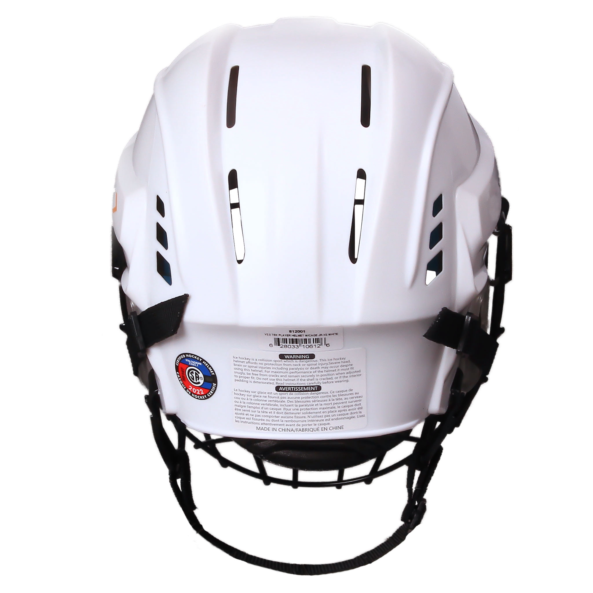 V3.0 Powertek Adult White Ice Hockey Helmet with Cage_Size SR Medium