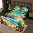 thumbnail image 2 of Erosebridal Cartoon Beach Coverlet Set Queen, Ocean Floral Leaf Bedding Set, Butterfly Decor, 2 of 5