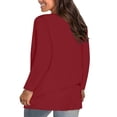 thumbnail image 3 of T-shirts à Manches Longues pour Femmes, Couleur Unie, Décontractés, Col Ras du Cou, Automne Hiver, T-Shirts Basiques, 3 of 6