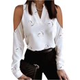 thumbnail image 2 of Womens Tops Long Sleeve Womens V Neck Pullover Off the Shoulder Printing Long Sleeve Tops, 2 of 8