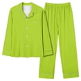 thumbnail image 1 of XDZJLR Womens Pajama Set Casual V Neck Pocket Solid Color Long Pantsuit Pjs Green Xl, 1 of 3