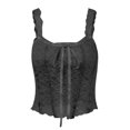 thumbnail image 5 of LSLJS Débardeurs à Bretelles Spaghetti pour Femmes Mode Femmes Camisoles Ajourées à Col Rond Gilet Dames Uni Ajusté Court Hauts, 5 of 5