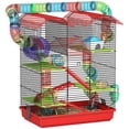 thumbnail image 1 of PawHut 18.5" Hamster Cage with Tube System, Exercise Wheel, Red, 1 of 10