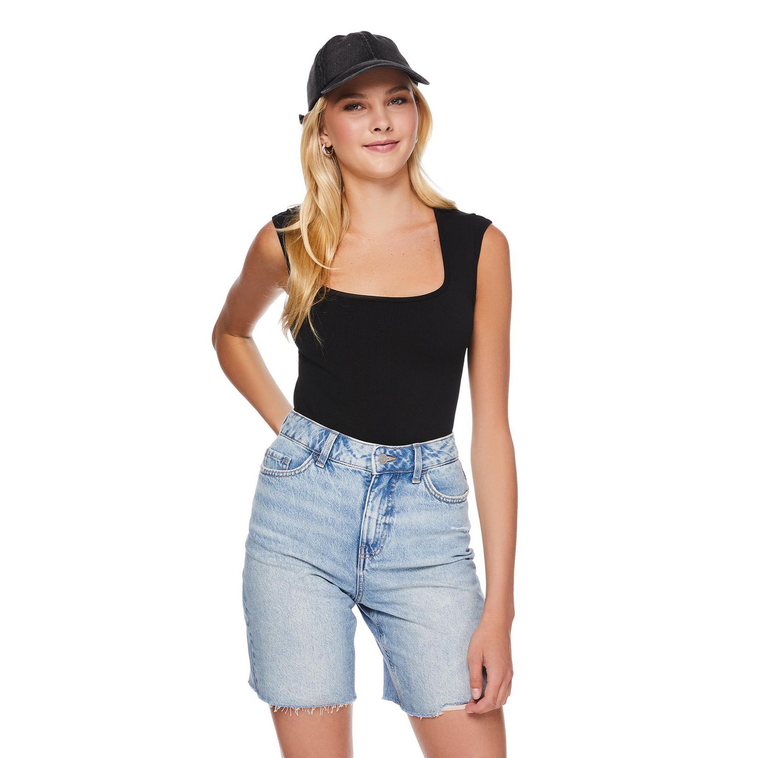 No Boundaries Women's Seamless Cap Sleeve Bodysuit