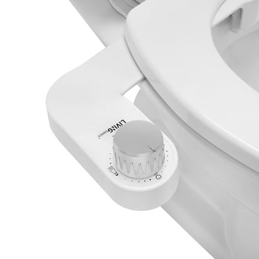 Dual Nozzle Toilet Bidet, Self-Cleaning Bidet Seat Attachment Non-Electric, Ultra-Thin 0.23-Inch Design, Adjustable Water Pressure for Rear & Feminine Wash