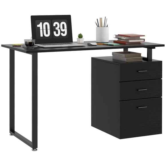 HOMCOM Bureau d'Ordinateur 47 Po avec Tiroirs Réversibles