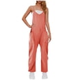 thumbnail image 2 of Horkkom Womens Jumpsuits Sleeveless Spaghetti Strap Rompers Loose Casual Plus Size Baggy Overalls with Pockets, 2 of 7