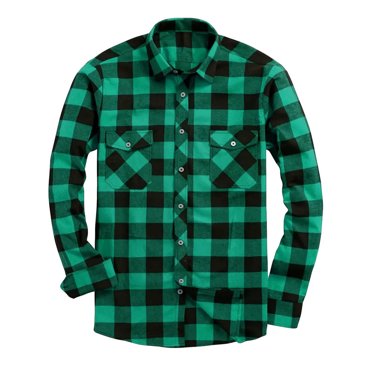 Ediodpoh Autumn New Men's Plaid Shirt Double Pocket Flannel Casual Plaid Shirt Shirts for Men Green XXXL